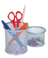 Długopisy - Wedo 65454 pojemnik na długopisy Office (metalowy drut), 2 sztuki, srebrny - miniaturka - grafika 1