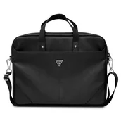 Torby na laptopy - Torba na laptopa GUESS Saffiano Triangle Logo 16 cali Czarny - miniaturka - grafika 1