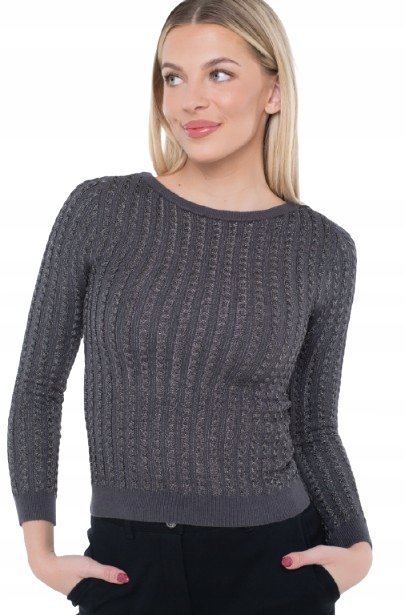 GUESS BLUZKA Z DŁUGIM RĘKAWEM I BŁYSZCZĄCYM WŁÓKNEM S 2CC