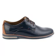 Półbuty męskie - KOMODO Buty męskie skórzane eleganckie 825K granatowe - miniaturka - grafika 1