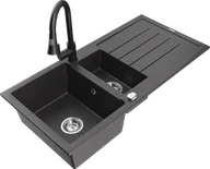 Zlewozmywaki z baterią - Mexen Andres zlewozmywak granitowy 1,5-komorowy z ociekaczem i baterią kuchenną Elia, czarny nakrapiany - 6515-76-670101-70 - miniaturka - grafika 1