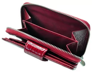 Portfel Damski Skóra Naturalna GREGORIO Średni Z Suwakiem Piórnik Lakierowany GF-115 CZERWONY RFID 12,5 x 8,5 x 3 [cm] - Portfele - miniaturka - grafika 3