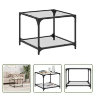 Ławy i stoliki kawowe - The Living Store Stolik kawowy ze szklanym blatem przezroczysty 50x50x40 cm stalowy - miniaturka - grafika 1