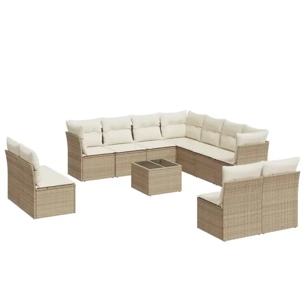 Zestaw mebli ogrodowych modułowych beżowy rattan PE z poduszkami 55 x 62