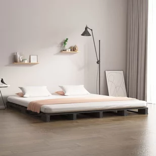 Lumarko Rama łóżka, szara, 150x200 cm, lite drewno sosnowe, King Size - Łóżka - miniaturka - grafika 1