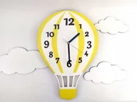 Wyposażenie pokoiku dziecięcego - naSciane Zegar ścienny BALON chmurki styl skandynawski żółt - miniaturka - grafika 1