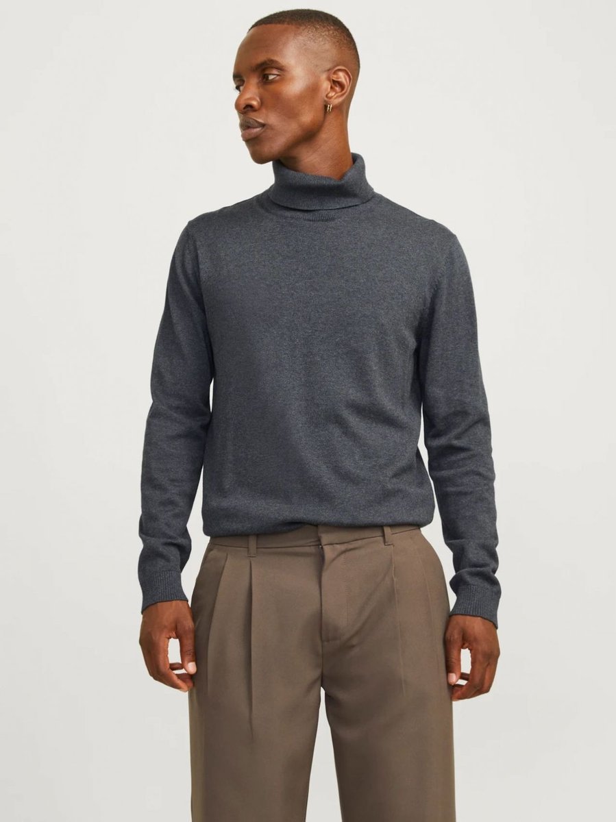 maglie uomo jack and jones 12258051 basic roll dark grey melange