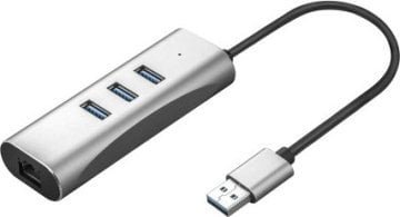 Adapter USB Value VALUE Konwerter USB 3.2 Gen 1 na Gigabit Ethernet + 3-portowy hub USB