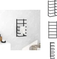 Ręczniki - vidaXL Wieszak na ręczniki czarny 24x12x48 cm stalowy - Wieszak na ręczniki - miniaturka - grafika 1