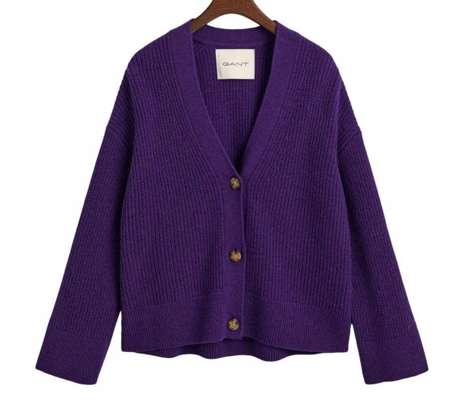 GANT, kardigan damski krótki, rozmiar L, fioletowy