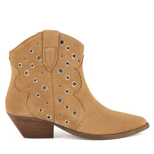 Kowbojki Badura ORCHID-V365-C-191-1 Beżowy - Botki damskie - miniaturka - grafika 1