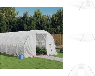 vidaXL Szklarnia z ramą stalową biała 48 m² 16x3x2 m - Szklarnie - Szklarnie ogrodowe - miniaturka - grafika 1