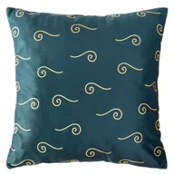 Poszewki na poduszki - Poszewka 40X40 Dekoracyjna Na Poduszkę Gładka Kolor Czarny Wzór Złote Fale - miniaturka - grafika 1