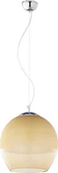Oprawy, klosze i abażury - Lampa sufitowa wisząca 1xE27 140cm Srebrna ze szklanym bursztynowym kloszem - miniaturka - grafika 1