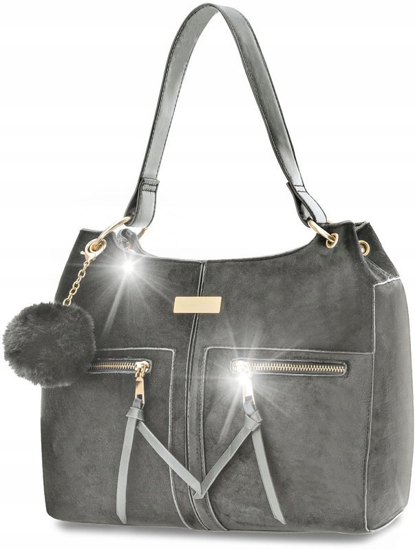 Torebka Damska SHOPPER Pojemna KLASYCZNA Zamszowa Torba Duży Kuferek Ramię