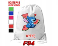Torby szkolne - WOREK SZKOLNY NA WF TRENING LILO & STICZ & ANGEL SŁODZIAKI - IMIĘ - miniaturka - grafika 1