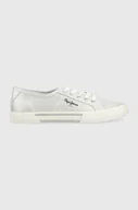 Trampki damskie - Pepe Jeans tenisówki BRADY damskie kolor srebrny PLS31439 - miniaturka - grafika 1