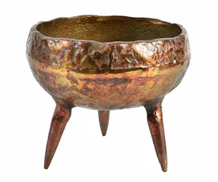 Barok old Osłonka na nóżkach, złoto miedziana, aluminiowa, płaska 1B - Donice - miniaturka - grafika 1