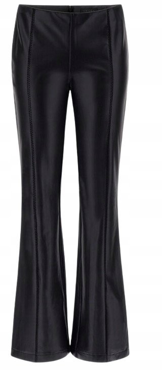 GUESS CZARNE ELEGANCKIE SPODNIE Z EFEKTEM SKÓRY W DZWONY XS 2CC