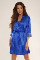 Szlafroki damskie - Podomka satynowa Synthia niebieska M - miniaturka - grafika 1