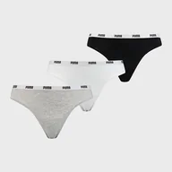Majtki damskie - Komplet damskich majtki stringi 3 sztuki Puma String 3p Pack 90759001 L Czarny/Szary/Biały (8718824804422) - miniaturka - grafika 1