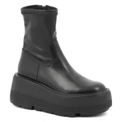 Botki damskie - CZARNE BOTKI DAMSKIE CARINII B9337-E50 MODNE PLATFORMA SKÓRA R.40 - miniaturka - grafika 1