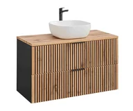 Szafki łazienkowe - Szeroka szafka z umywalką, Xilo, 100x46x57 cm, dąb wotan, mat - miniaturka - grafika 1