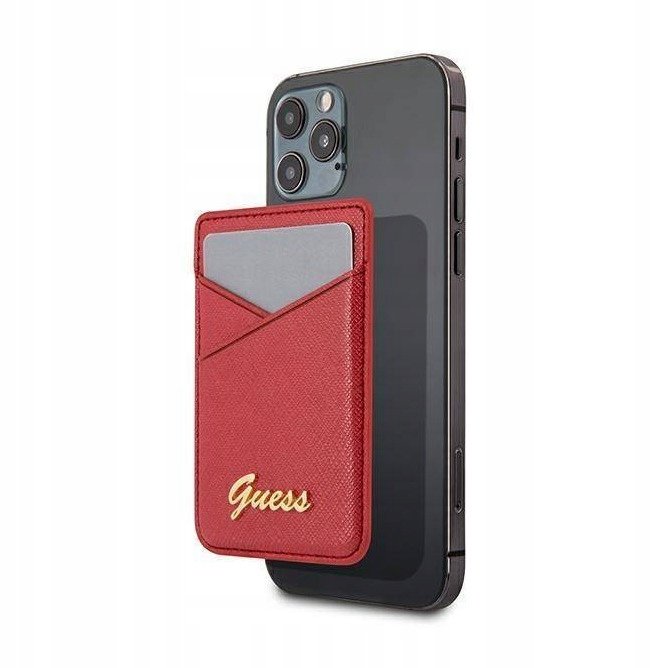 Portfel MagSafe do iPhone Guess Saffiano czerwone