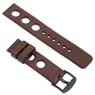 Akcesoria do pulsometrów i zegarków sportowych - moVear uStrap R1 Skórzany pasek do Garmin Fenix 6X / 5X / 3 - Pro, Plus, Solar (koperta 51mm) z adapterem QuickFit 26mm | Brązowy z czerwonym przeszyc - miniaturka - grafika 1