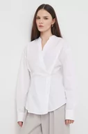 Koszule damskie - Calvin Klein koszula bawełniana damska kolor biały regular - miniaturka - grafika 1