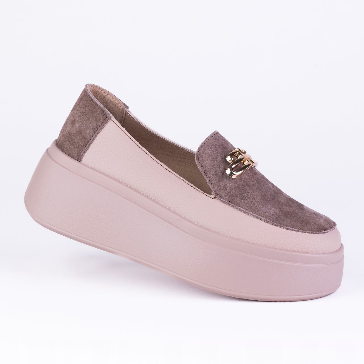 Mokasyny damskie skóra GOODIN GD-LX1073 logo platforma lekkie fango 41