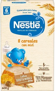 Kaszka wieloziarnista dla dzieci Nestle Papilla 8 cereales con miel 600 g (8410100013695) - Płatki śniadaniowe i musli - miniaturka - grafika 1