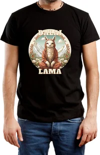 T-SHIRT MĘSKI PREZENT YOGA BUDDA LAMA ŚMIESZNA KOSZULKA CZARNA R-XS A381 - Koszulki męskie - miniaturka - grafika 1