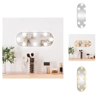 Lustra - vidaXL Lustro ścienne z oświetleniem LED 15x40 cm szklane owalne - Lustro - miniaturka - grafika 1