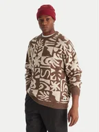 Swetry męskie - Quiksilver Sweter Hall City EQYSW03329 Brązowy Regular Fit - miniaturka - grafika 1