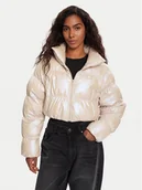 Kurtki damskie - adidas Kurtka zimowa Essentials Glossy 2-In-1 JX2985 Beżowy Loose Fit - miniaturka - grafika 1