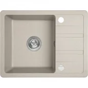 Zlewozmywaki - LAVEO SBY 413T STELLA Zlewozmywak granitowy 1 komora z półociekaczem Wymiary: 440x580X150 mm Kolor: beż W zestawie z syfonem Space Saving i korkiem automatycznym - miniaturka - grafika 1