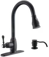 Baterie kuchenne - Bateria kuchenna retro LYME czarna wyciągana wylewka z dozownikiem - czarny - miniaturka - grafika 1