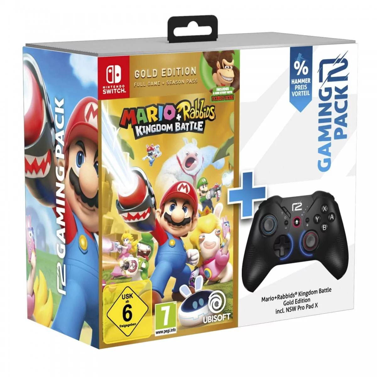 ready2gaming Nintendo Switch Pro Pad X + Mario + Rabbids: Kingdom Battle