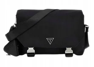 GUESS CZARNA TORBA NA RAMIĘ Z KLAPĄ LOGO GUESS GMA - Torby męskie - miniaturka - grafika 1