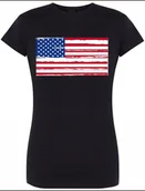 Koszulki i topy damskie - USA Flaga T-shirt Damski Modny Nadruk Rozm.M - miniaturka - grafika 1