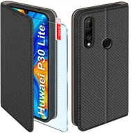 Etui i futerały do telefonów - Etui z klapką do Huawei P30 Lite Zamykane Czarne Futerał + Szkło 9H - miniaturka - grafika 1