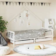 Łóżeczka i kojce - The Living Store Rama łóżka dziecięcego z szufladami - biała - 90x200 cm - sosnowa - Łóżko Dla Dzieci - miniaturka - grafika 1