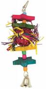 Akcesoria dla ptaków - Panama Pet - Wisząca Zabawka z Kulką Wiklinową z Kolorowymi Klockami i Dzwonkiem Dla Papug 22cm - miniaturka - grafika 1