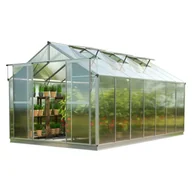 Szklarnie ogrodowe - GFP szklarnia Topas 7 rama aluminiowa 225x449 cm - płytami poliwęglanowymi ok. 6 mm - z ramą fundamentową i aut. mechanizm otwierania okien - miniaturka - grafika 1