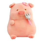 Maskotki i pluszaki - Maskotka Pluszak Grubiutka Świnka Z Widelcem 40 Cm - miniaturka - grafika 1