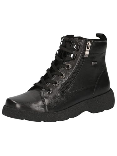 CAPRICE Damskie sztyblety Lace Boot Flat 9-25250-43, Czarna papka, 37 EU
