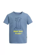 Koszulki dla dziewczynek - Jack Wolfskin t-shirt bawełniany dziecięcy MORE HUGS kolor niebieski z nadrukiem - miniaturka - grafika 1