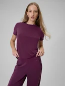 Koszulki i topy damskie - 4F T-shirt regular gładki damski - fioletowy XS - miniaturka - grafika 1