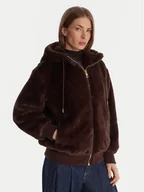 Płaszcze damskie - Guess Futro W5BL66 W3890 Brązowy Regular Fit - miniaturka - grafika 1